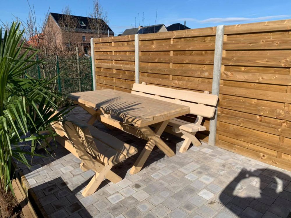antiek Soldaat uitroepen Zeer sterke houten tuinbank en tafel | Vk Woodmaterials